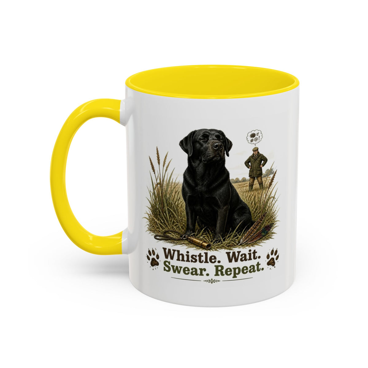 Funny Black Labrador Mug - Whistle. Wait. Swear. Repeat. Working Gun Dog Gift, Dog Training Mug, 11oz
