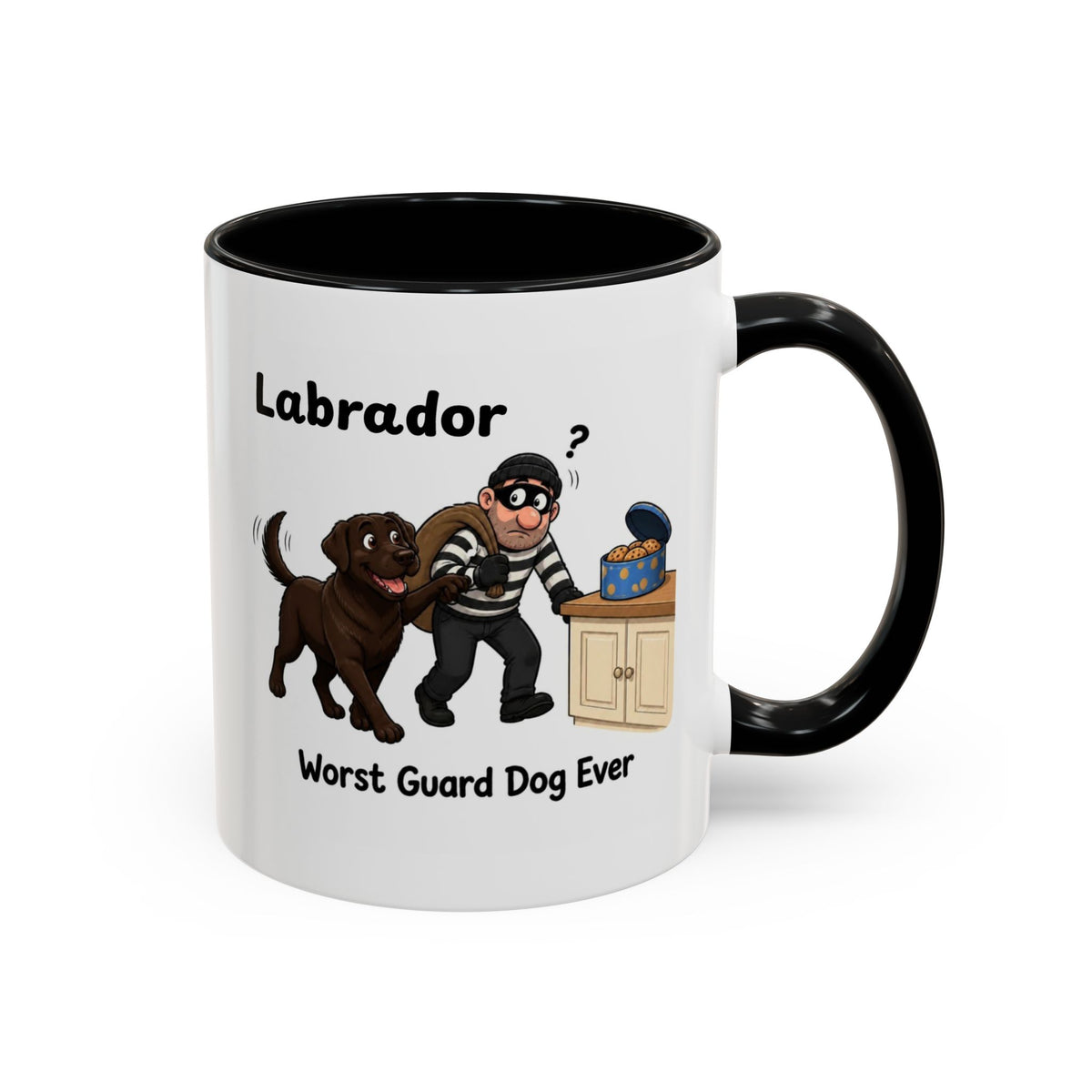 Personalised Chocolate Labrador Mug - Worst Guard Dog Ever - Custom Dog Name, Funny Lab Gift, 11oz