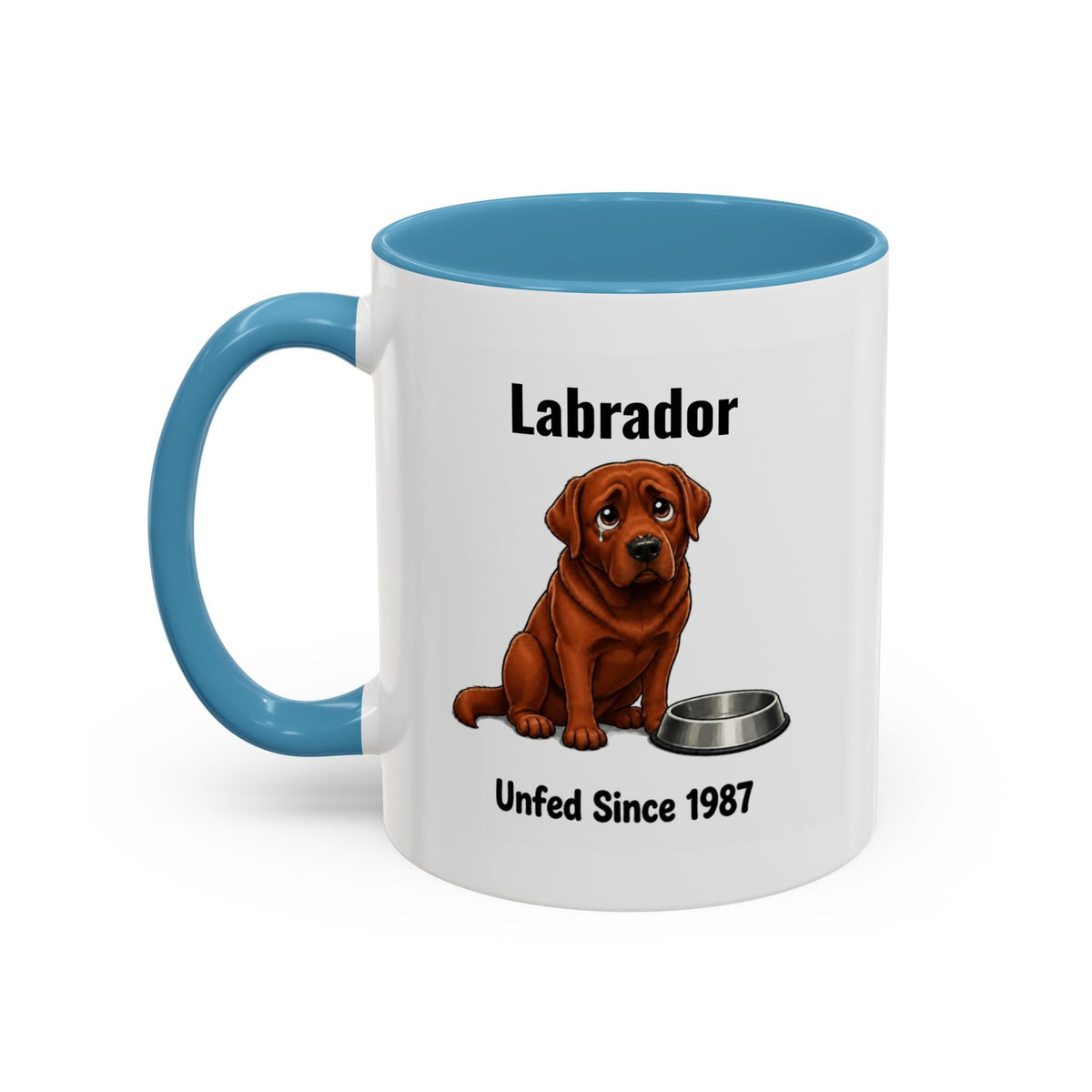 Personalised Fox Red Labrador Mug - Unfed Since 1987 - Custom Dog Name, Funny Greedy Lab Gift, 11oz