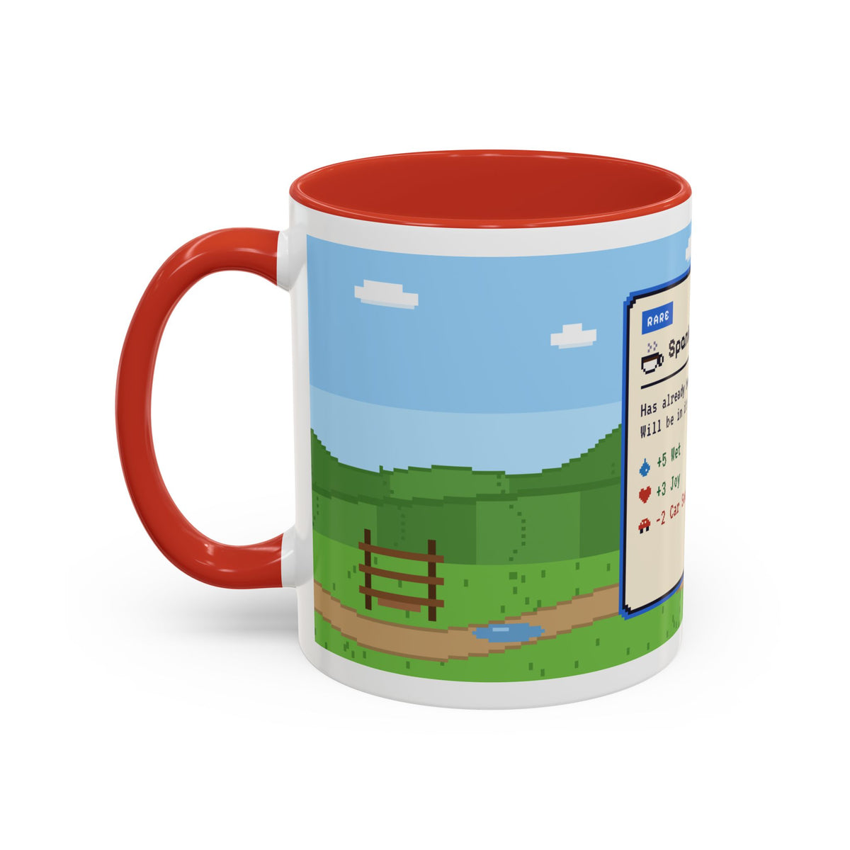 Spaniel Coffee pixel art mug with spaniel paddling in water – view 16