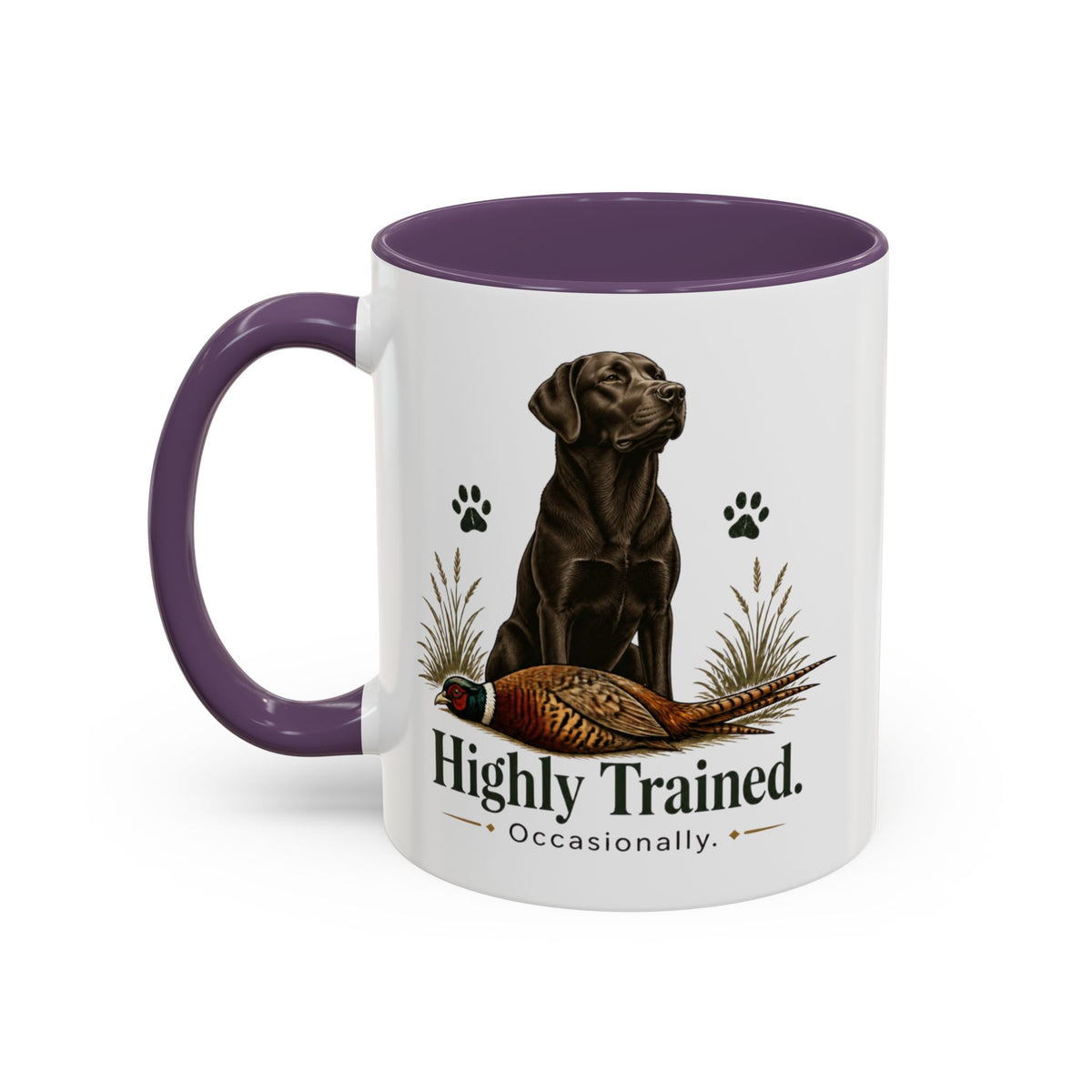Funny Chocolate Labrador Mug - Highly Trained Occasionally, Gundog Owner Gift, Shooting Dog Lover Coffee Mug, 11oz