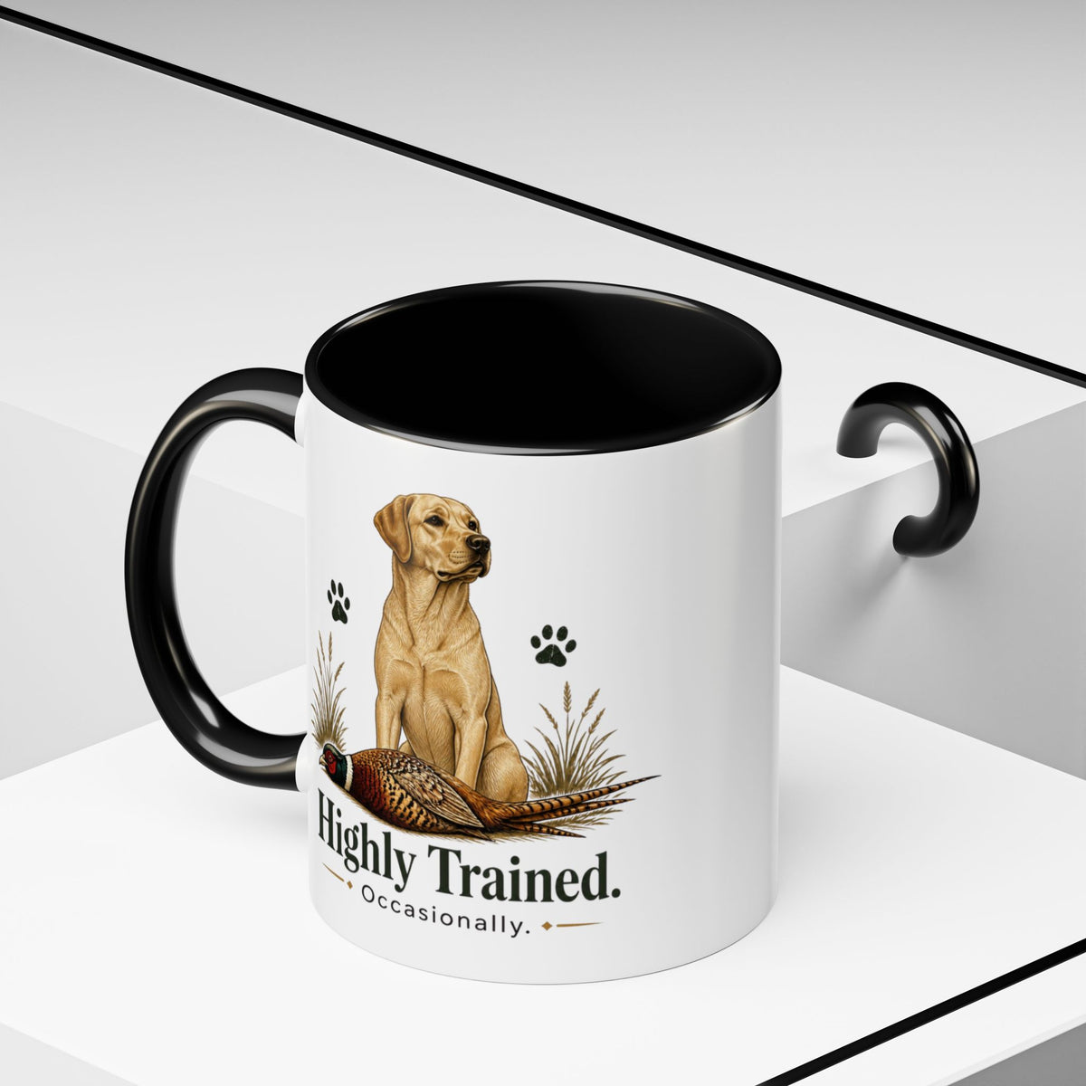 Funny Yellow Labrador Mug - Highly Trained Occasionally, Gundog Owner Gift, Shooting Dog Lover Coffee Mug, 11oz
