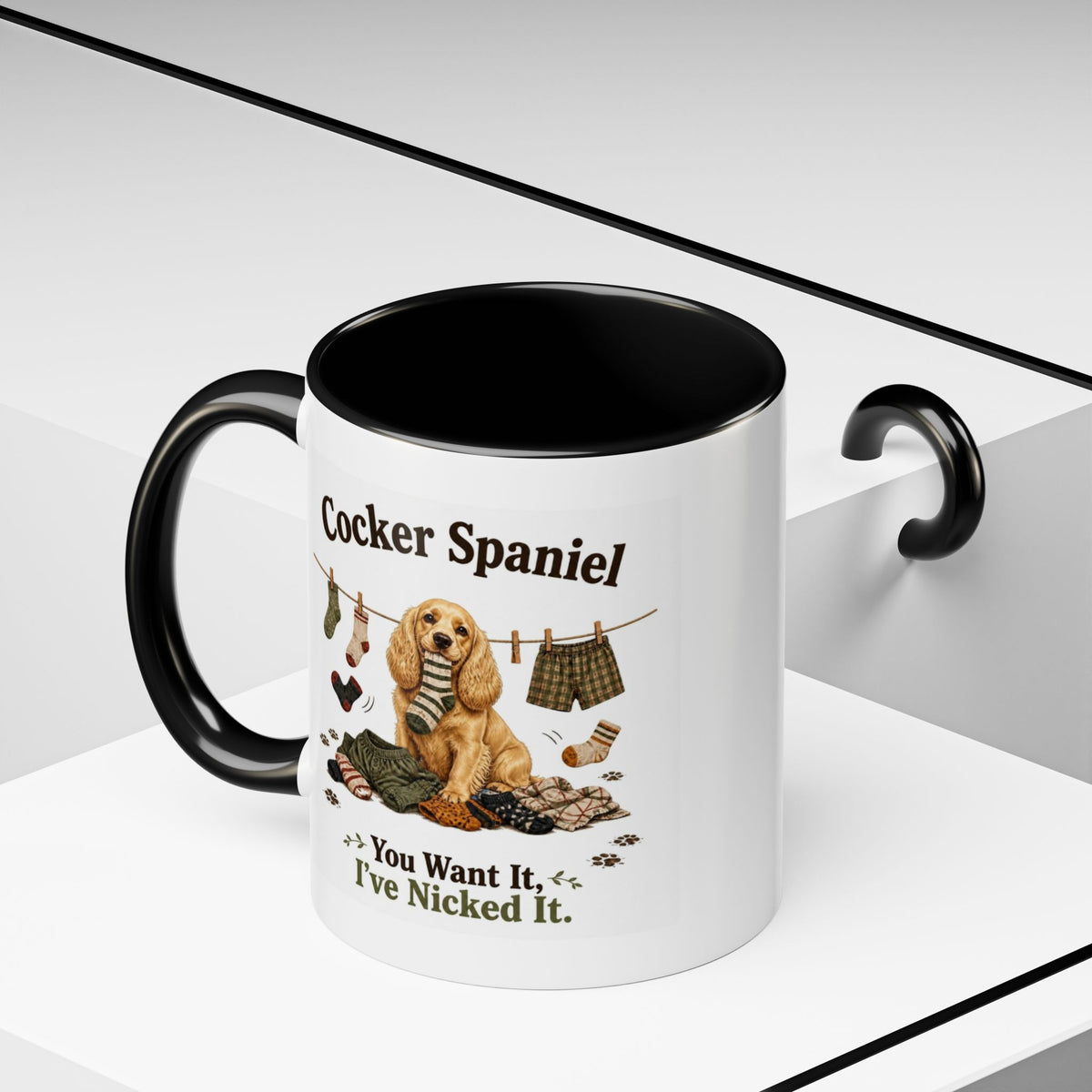 Funny Golden Cocker Spaniel Mug - You Want It, I've Nicked It, Sock Thief Dog, Spaniel Owner Gift, 11oz