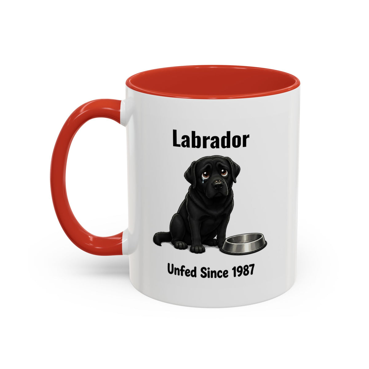 Personalised Black Labrador Mug - Unfed Since 1987 - Custom Dog Name, Funny Greedy Lab Gift, 11oz