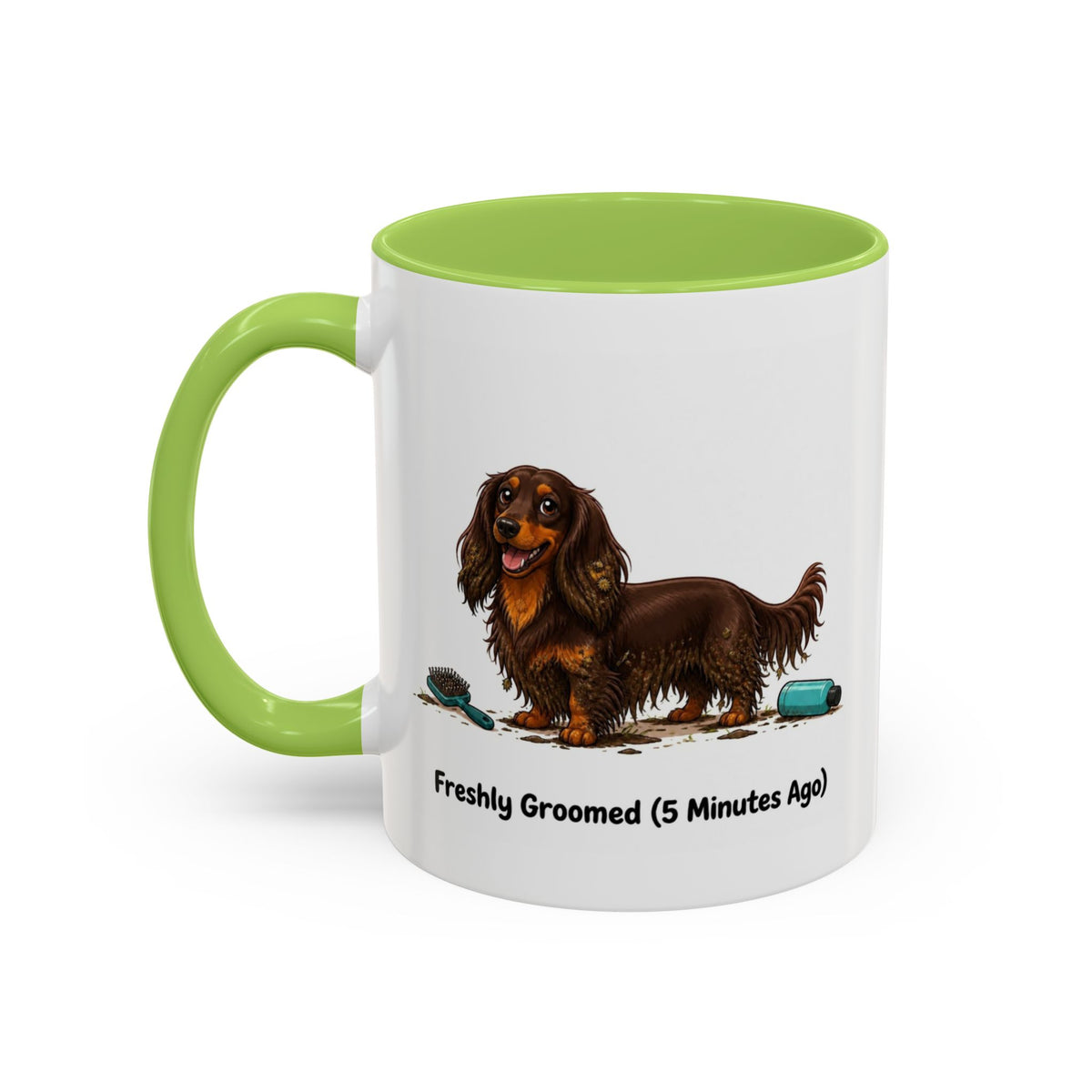 Freshly Groomed Mug - Mini Long Haired Dachshund - Chocolate & Tan