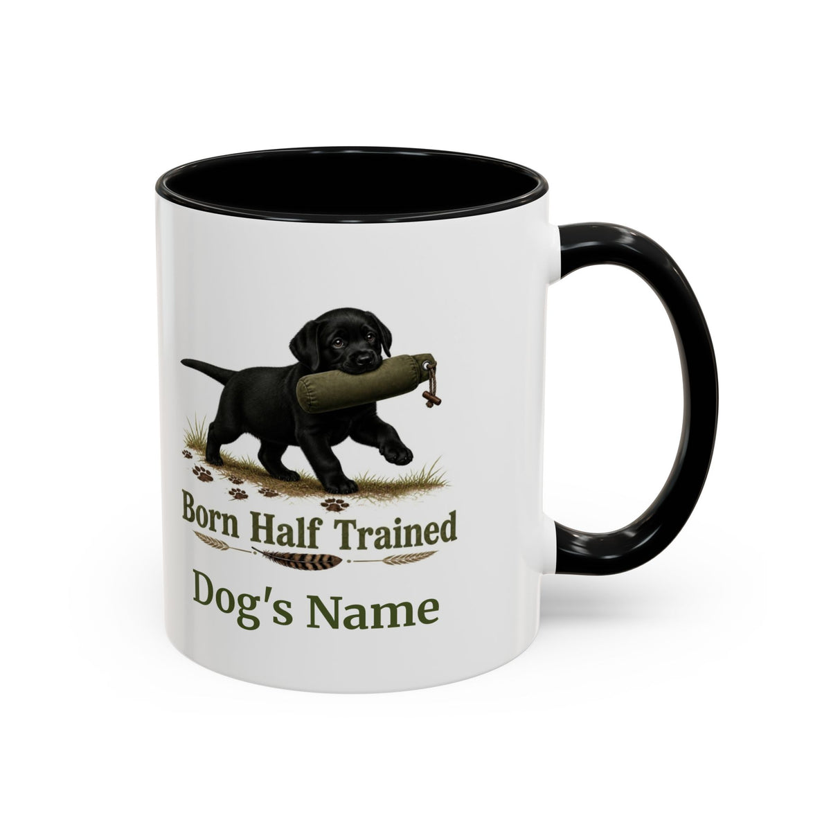 Personalised Black Labrador Puppy Mug - Born Half Trained - Custom Dog Name, Training Dummy Gun Dog Gift, 11oz
