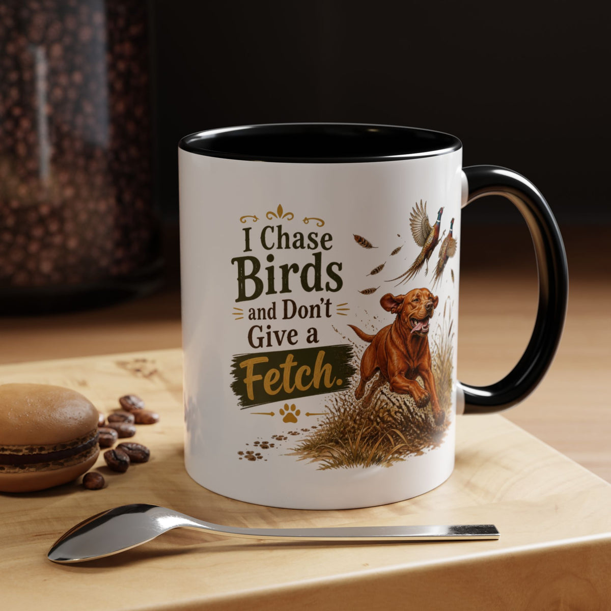 Funny Fox Red Labrador Mug - I Chase Birds and Don't Give a Fetch, Working Gun Dog Gift, Pheasant Shooting Mug, 11oz