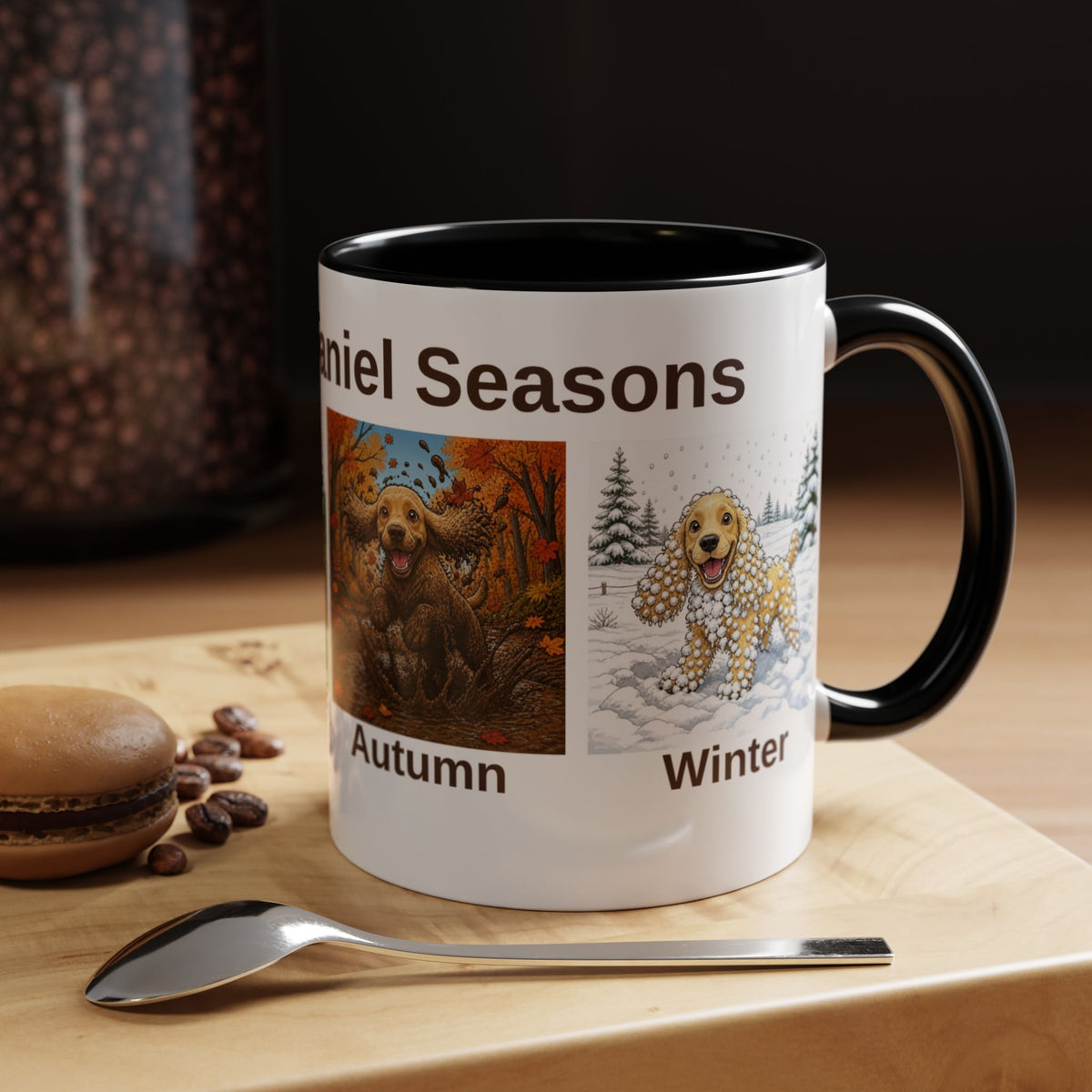 Four Spaniel Seasons Mug - Cocker Spaniel - Yellow (Golden)
