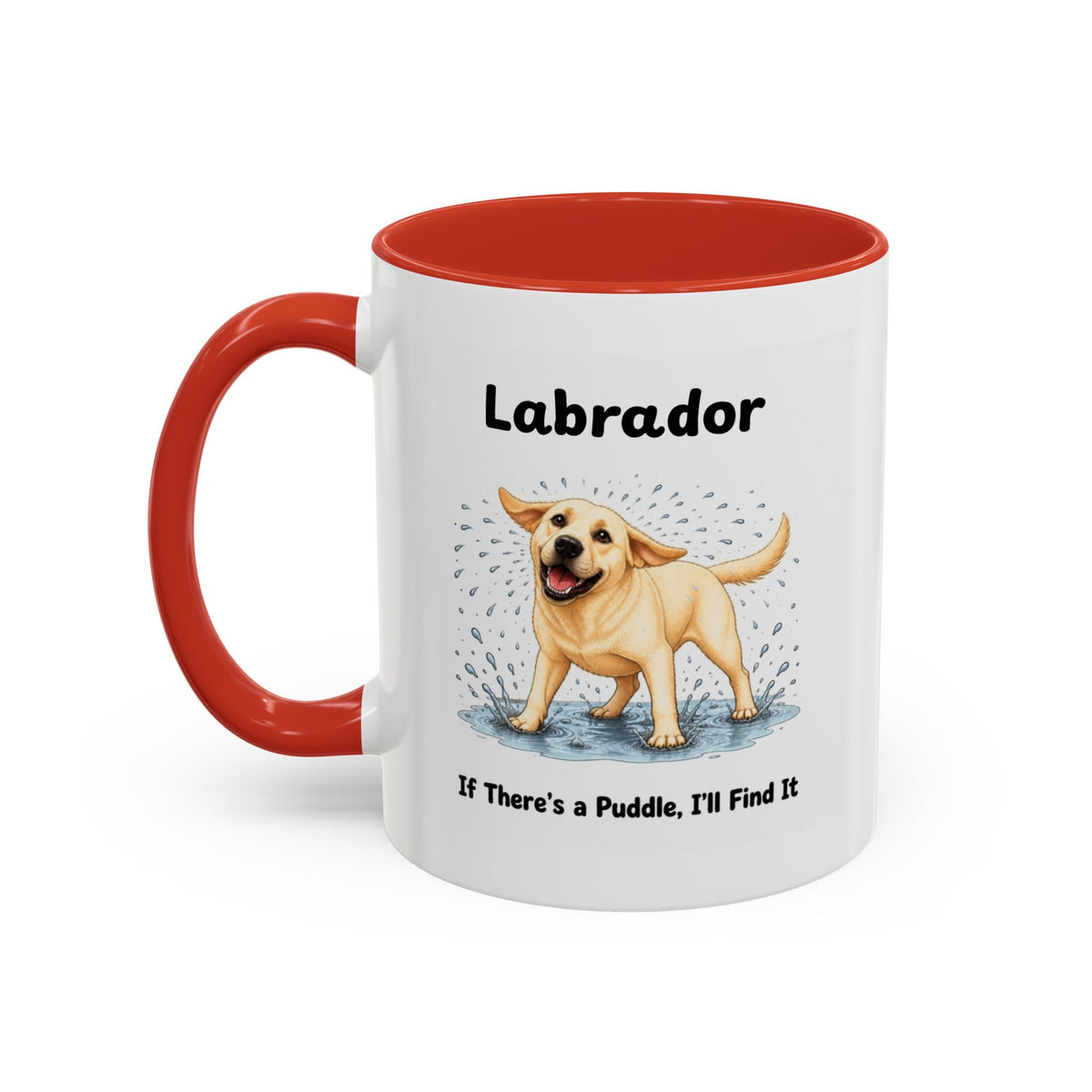Personalised Yellow Labrador Mug - If There's a Puddle, I'll Find It - Custom Dog Name, Funny Wet Dog Gift, 11oz