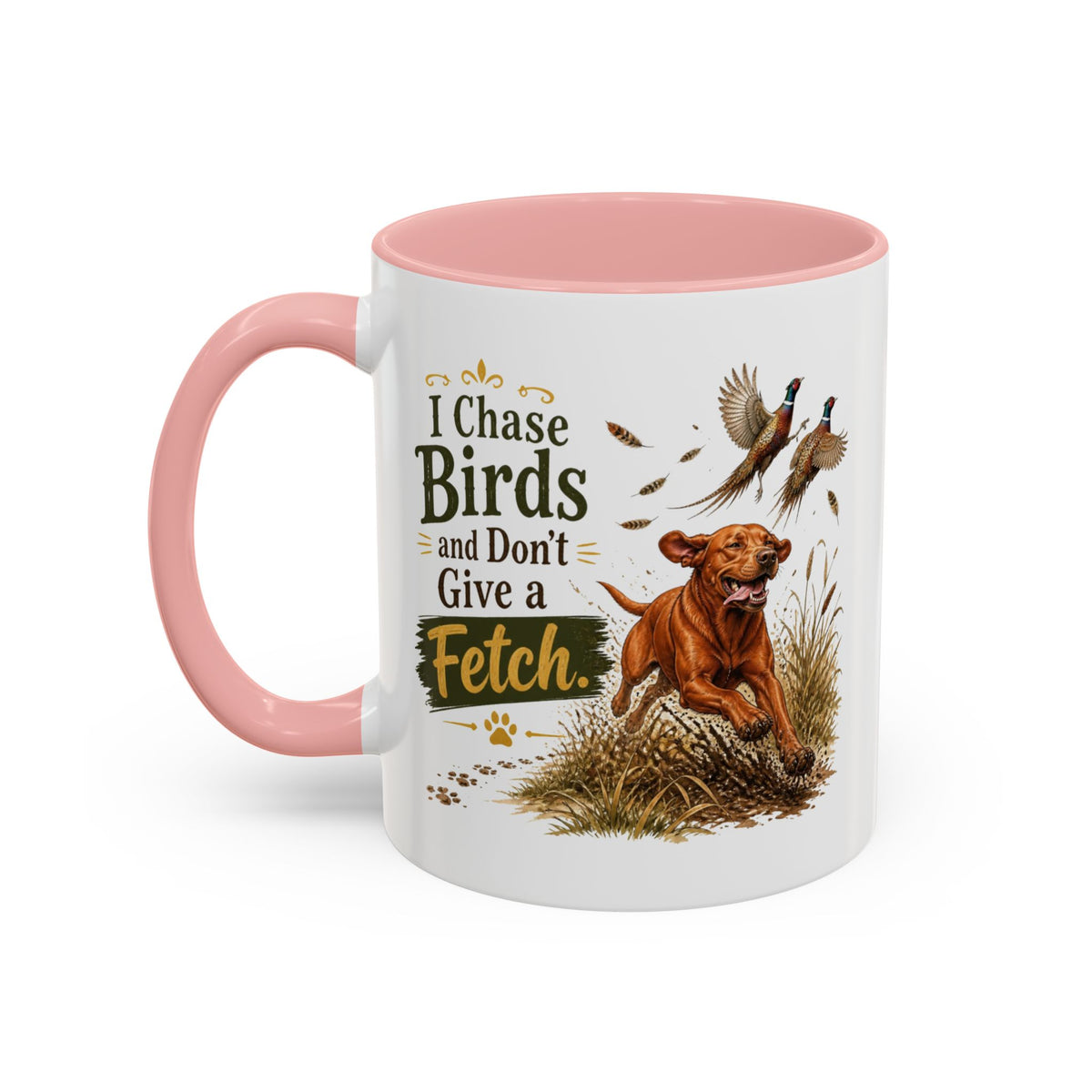 Funny Fox Red Labrador Mug - I Chase Birds and Don't Give a Fetch, Working Gun Dog Gift, Pheasant Shooting Mug, 11oz