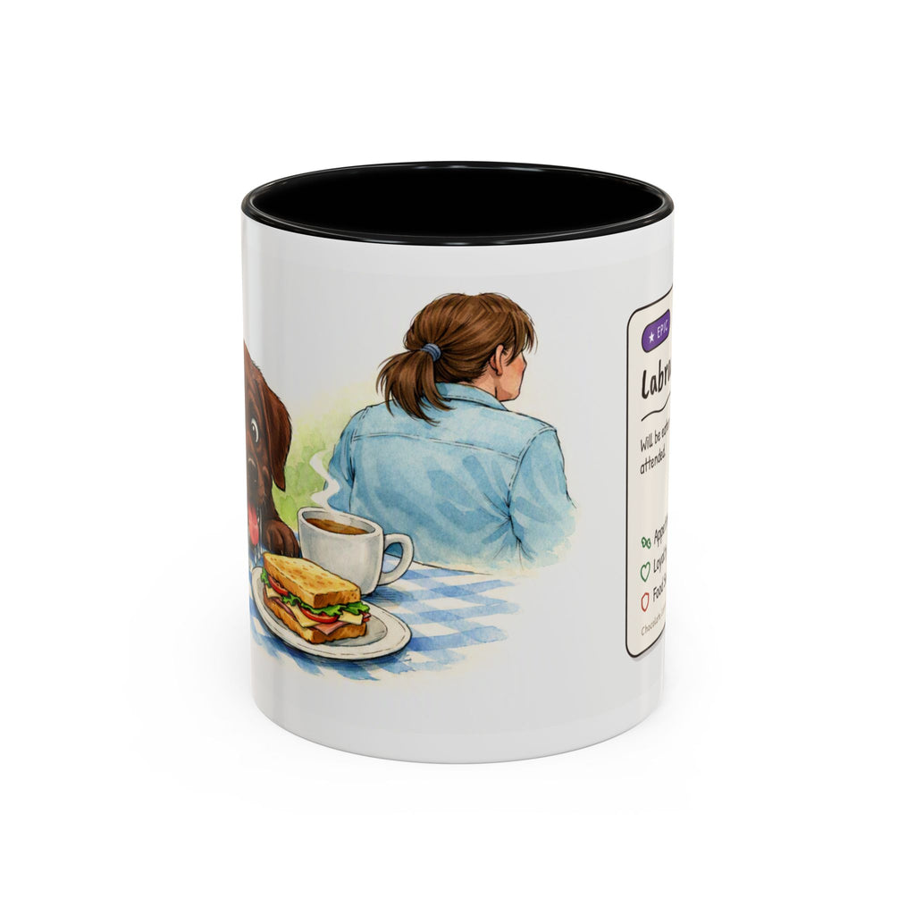 Funny chocolate Labrador mug, food thief Lab – view 1