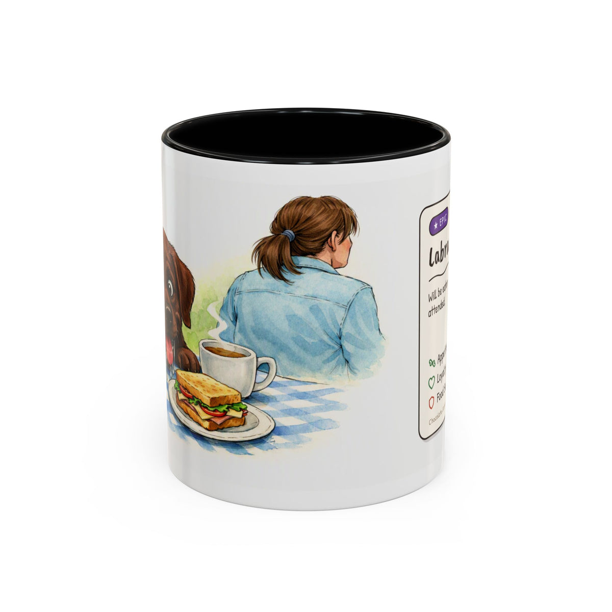 Funny chocolate Labrador mug, food thief Lab – view 1