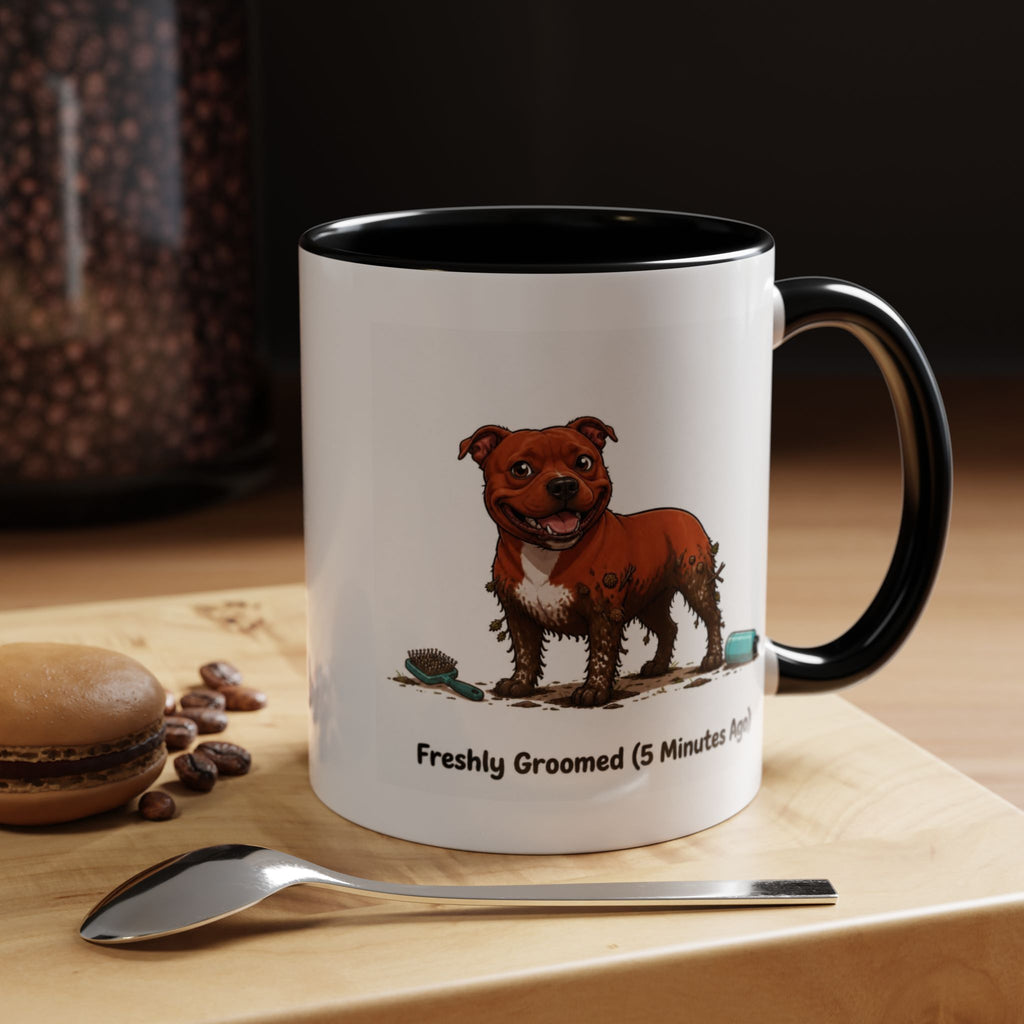 Freshly Groomed Mug - Staffordshire Bull Terrier - Red