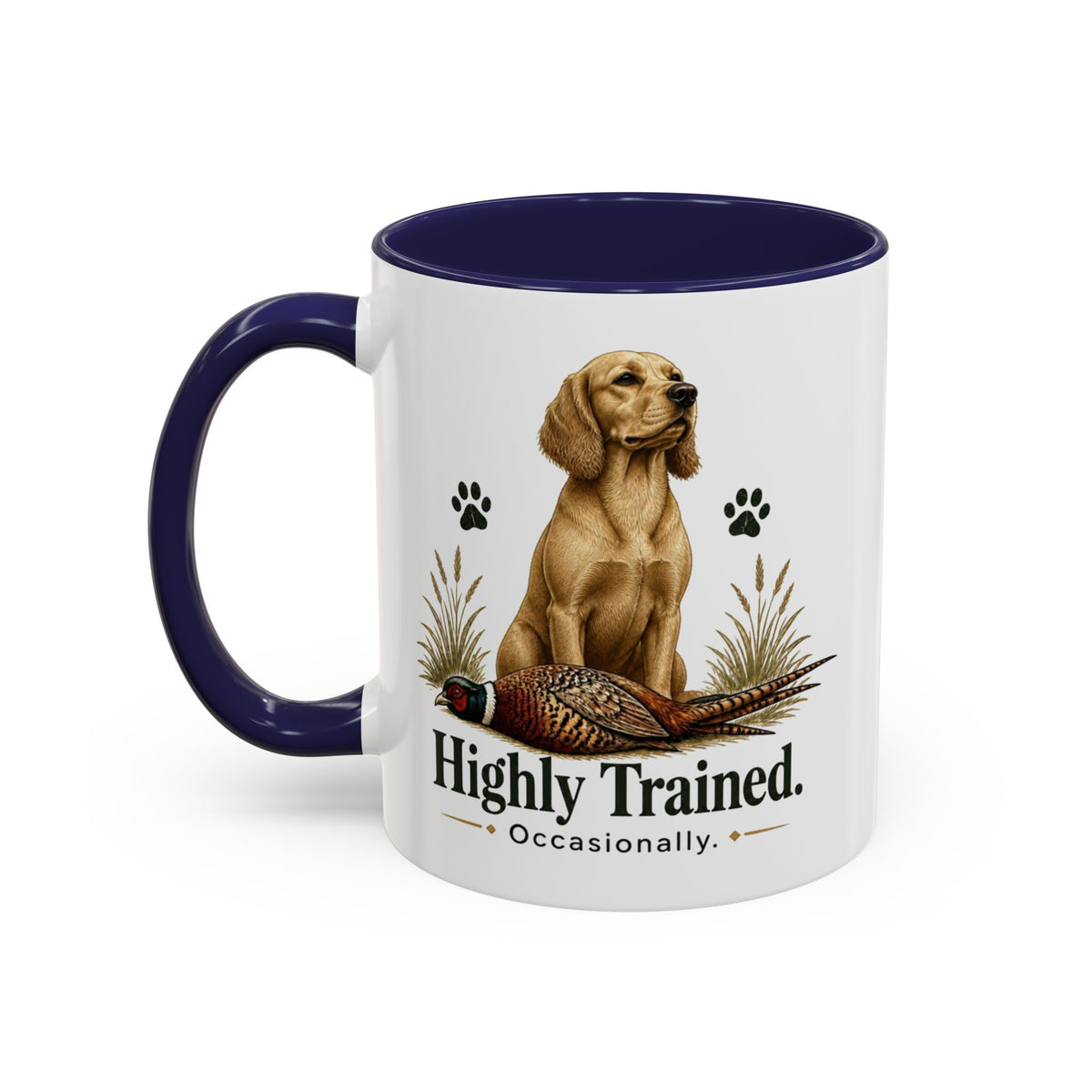 Funny Golden Cocker Spaniel Mug - Highly Trained Occasionally, Gundog Owner Gift, Shooting Dog Lover Coffee Mug, 11oz