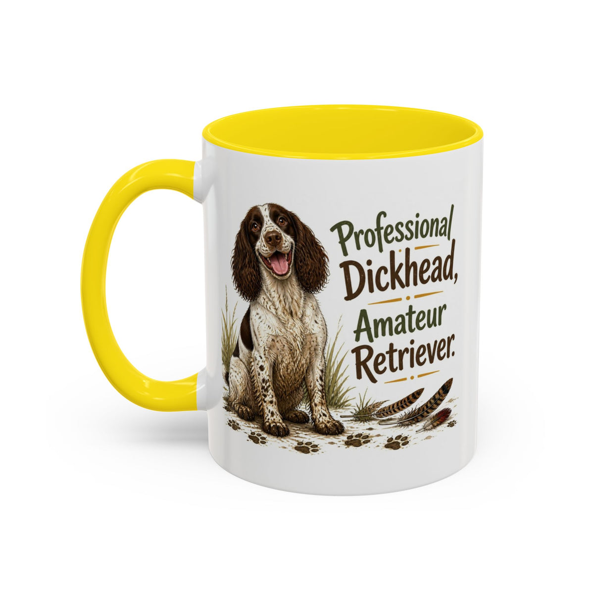 Funny Liver and White Springer Spaniel Mug - Professional Dickhead, Amateur Retriever, Working Gun Dog Gift, Pheasant Shooting Mug, 11oz