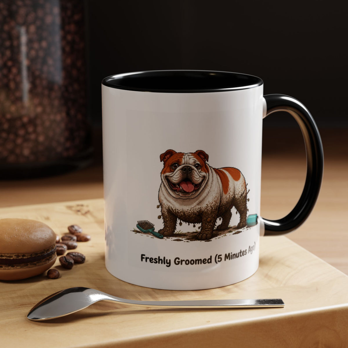 Freshly Groomed Mug - Bulldog - Red & White
