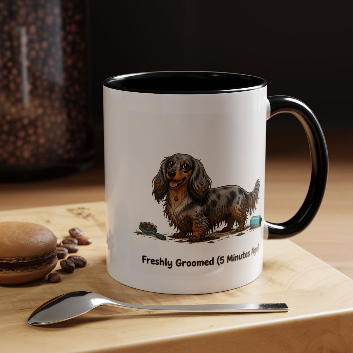 Freshly Groomed Mug - Mini Long Haired Dachshund - Dapple