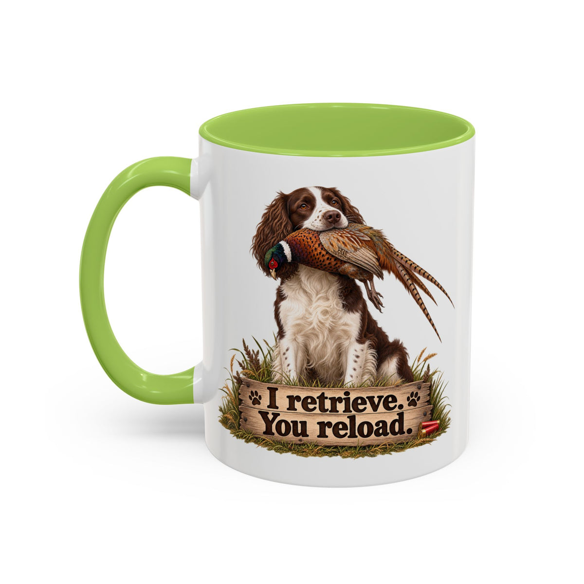 Funny Liver and White Springer Spaniel Mug - I Retrieve You Reload, Gundog Owner Gift, Shooting Dog Lover Coffee Mug, 11oz