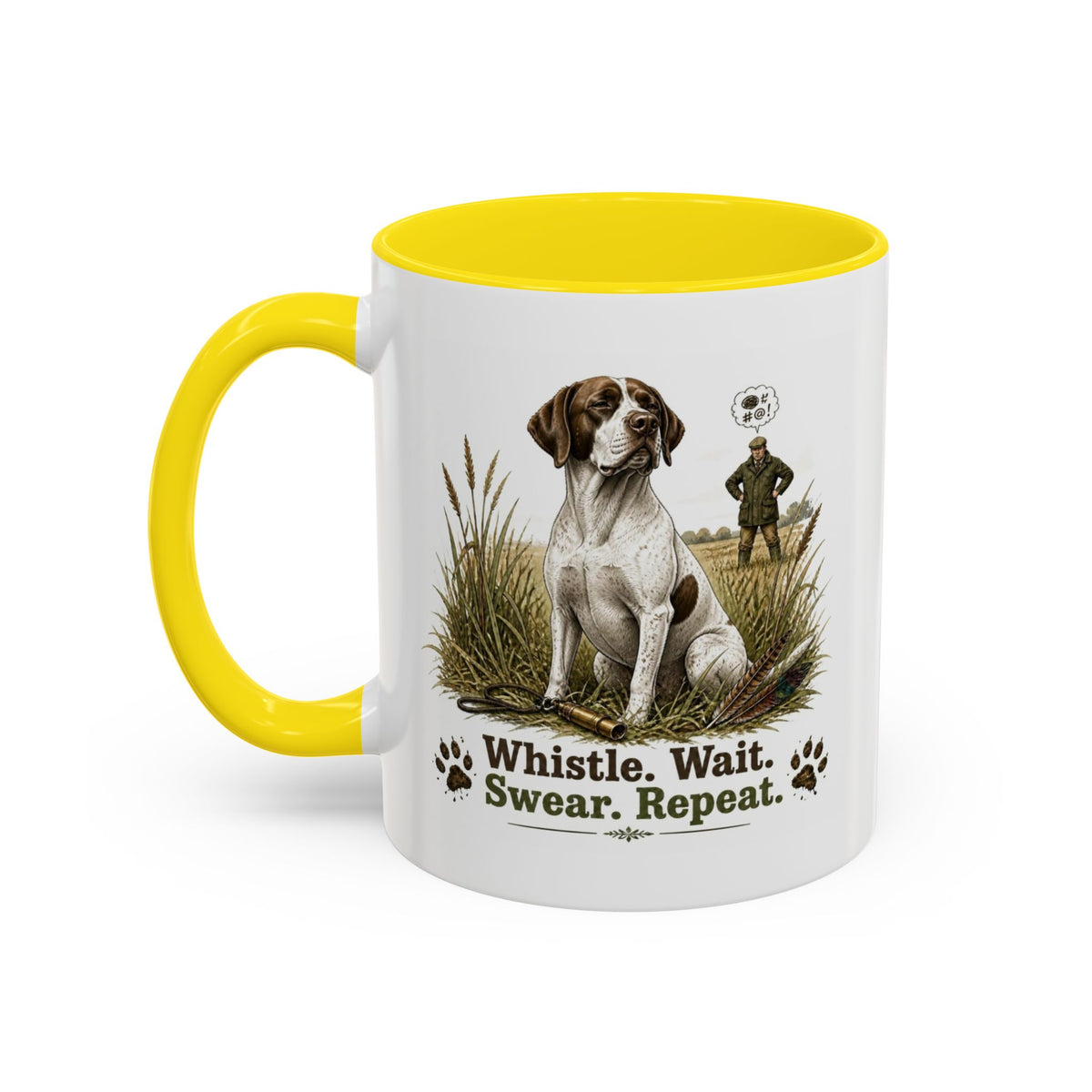 Funny English Pointer Mug - Whistle. Wait. Swear. Repeat. Working Gun Dog Gift, Dog Training Mug, 11oz