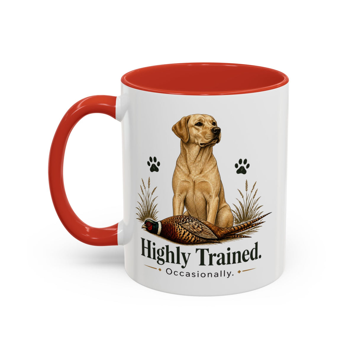Funny Yellow Labrador Mug - Highly Trained Occasionally, Gundog Owner Gift, Shooting Dog Lover Coffee Mug, 11oz