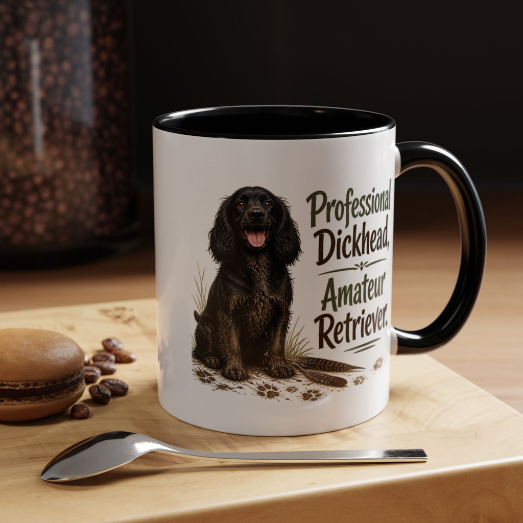 Funny Black Cocker Spaniel Mug - Professional Dickhead, Amateur Retriever, Working Gun Dog Gift, Pheasant Shooting Mug, 11oz