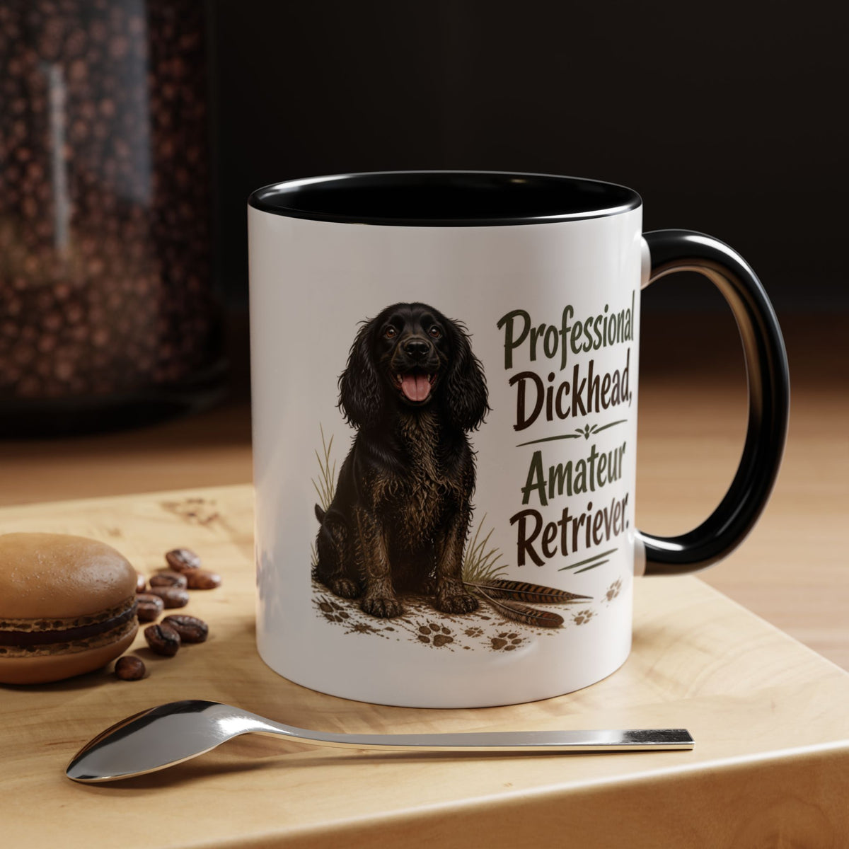 Funny Black Cocker Spaniel Mug - Professional Dickhead, Amateur Retriever, Working Gun Dog Gift, Pheasant Shooting Mug, 11oz