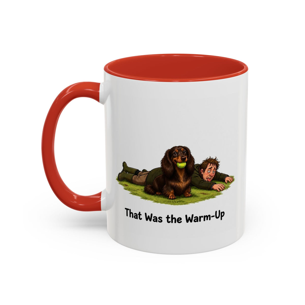 Warm-Up Mug - Mini Long Haired Dachshund - Chocolate & Tan - Man