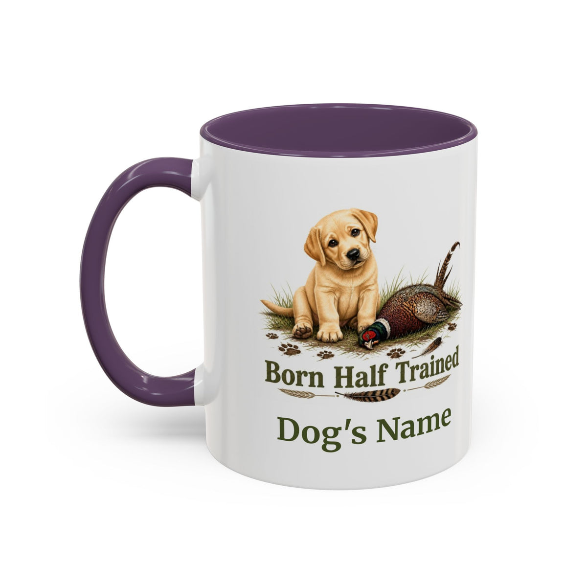 Personalised Yellow Labrador Puppy Mug - Born Half Trained - Custom Dog Name, Pheasant Gun Dog Gift, 11oz