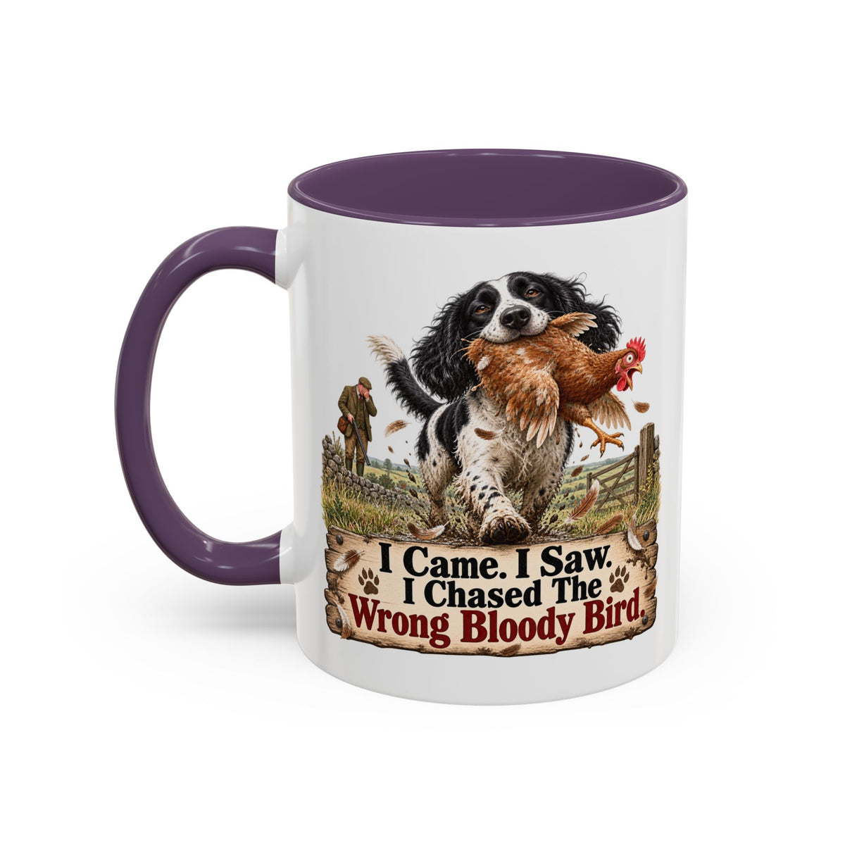 Funny Black and White Springer Spaniel Mug - I Came I Saw I Chased the Wrong Bloody Bird, Gundog Gift, Shooting Dog Mug, 11oz