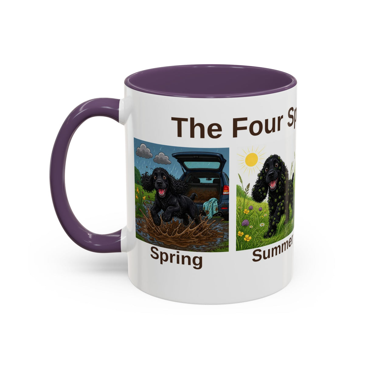 Four Spaniel Seasons Mug - Cocker Spaniel - Black