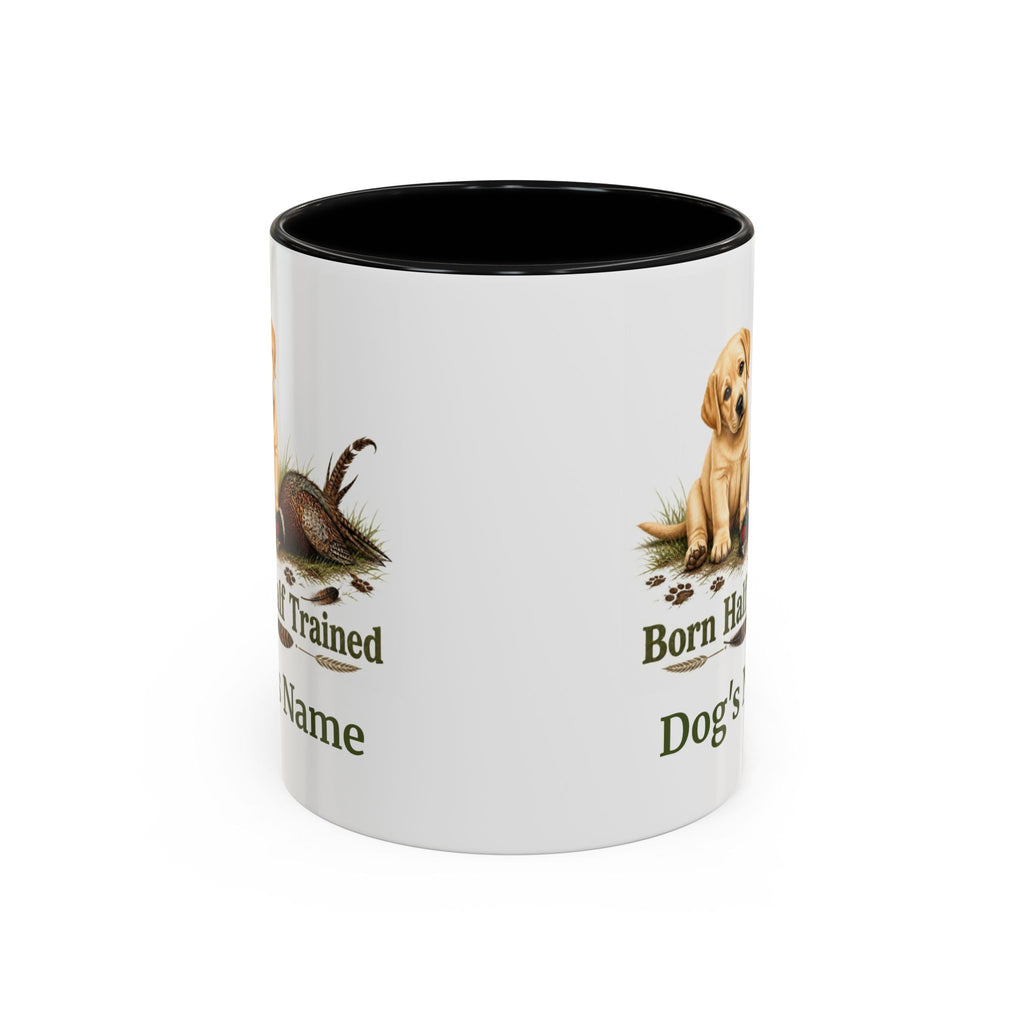 Personalised Yellow Labrador Puppy Mug - Born Half Trained - Custom Dog Name, Pheasant Gun Dog Gift, 11oz