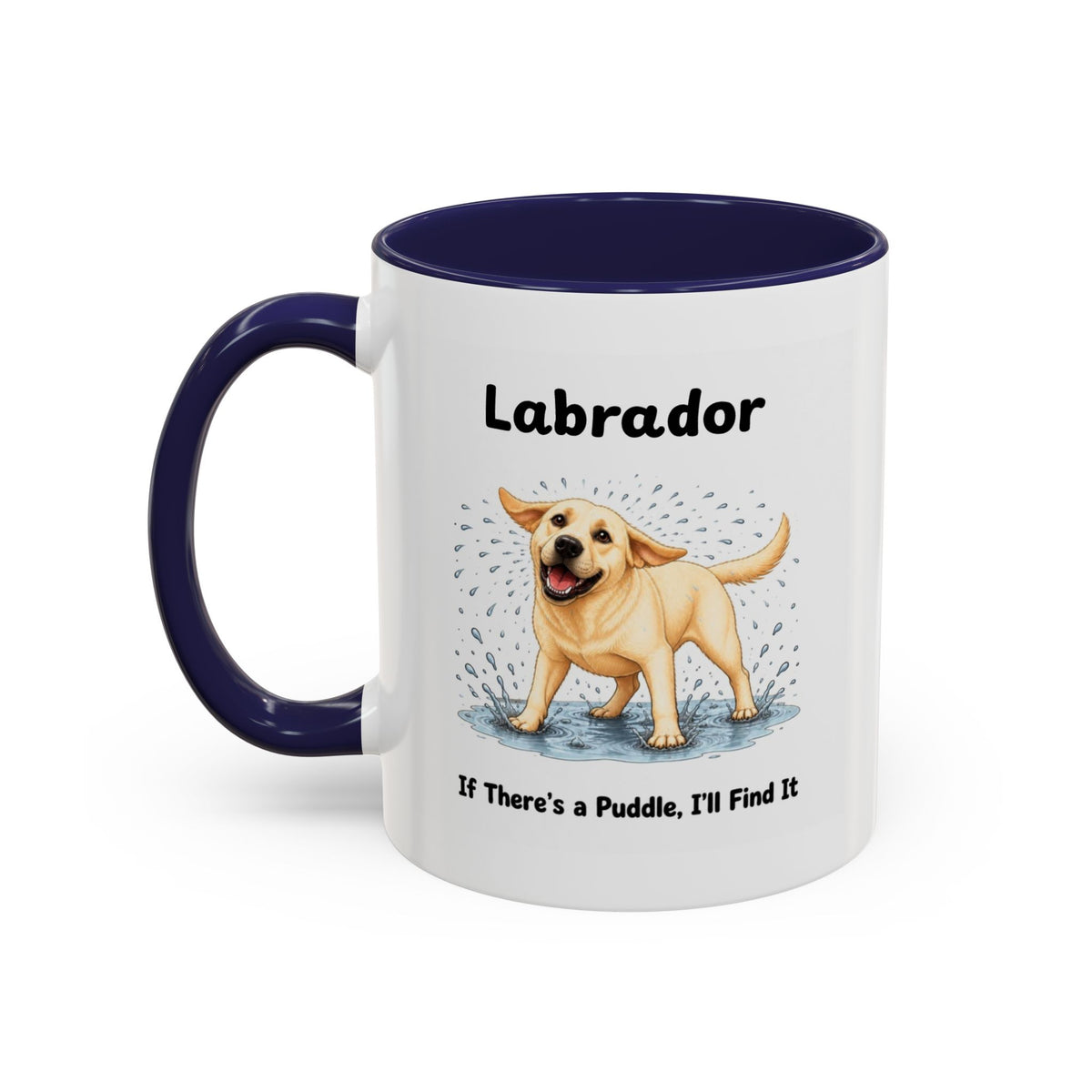 Personalised Yellow Labrador Mug - If There's a Puddle, I'll Find It - Custom Dog Name, Funny Wet Dog Gift, 11oz