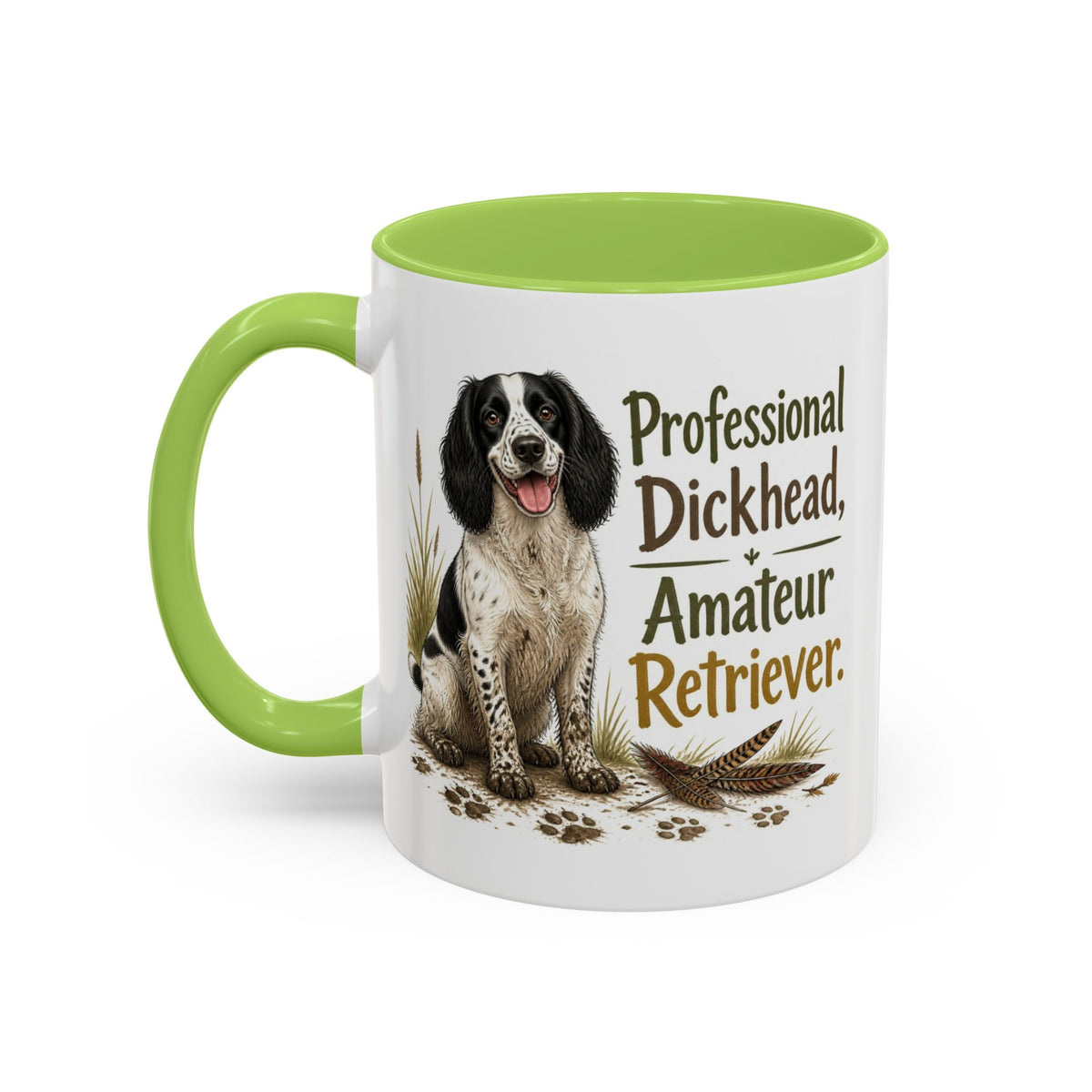 Funny Black and White Springer Spaniel Mug - Professional Dickhead, Amateur Retriever, Working Gun Dog Gift, Pheasant Shooting Mug, 11oz