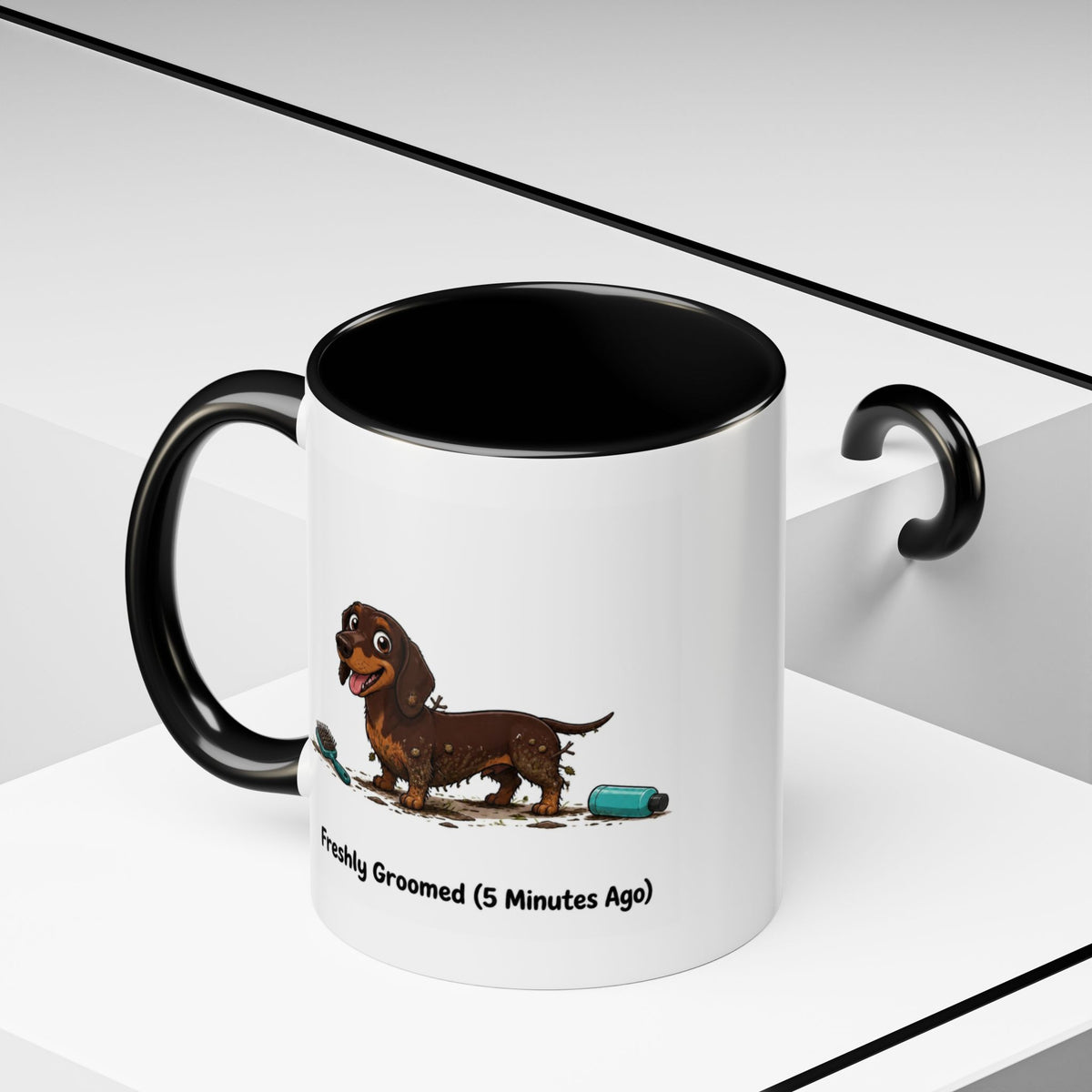 Freshly Groomed Mug - Mini Smooth Dachshund - Chocolate & Tan