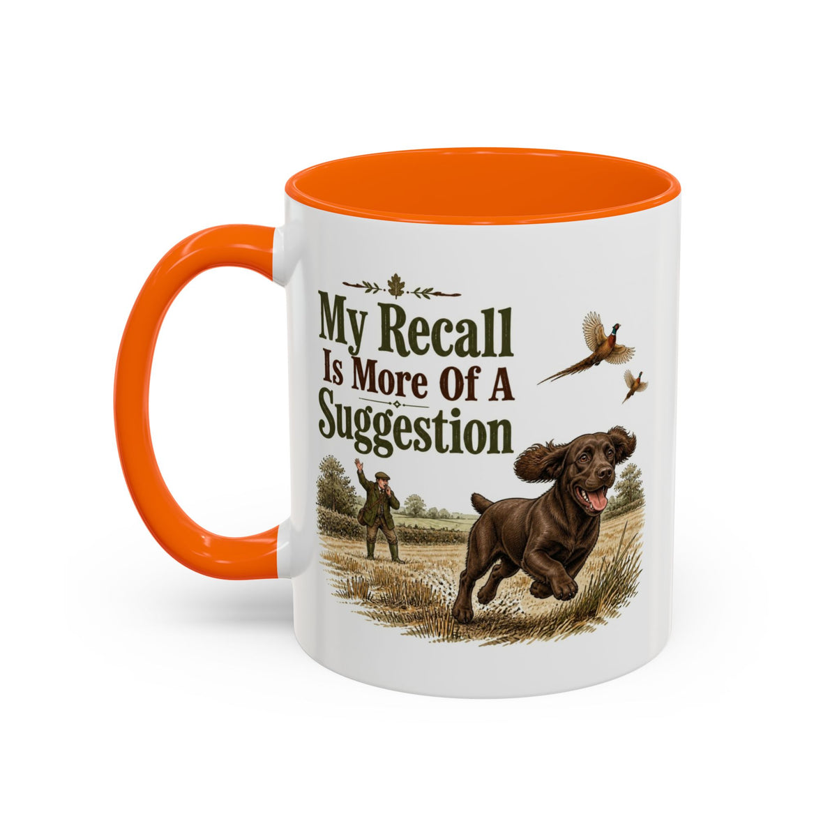 Funny Chocolate Cocker Spaniel Mug - My Recall Is More Of A Suggestion, Working Gun Dog Gift, Pheasant Shooting Mug, 11oz