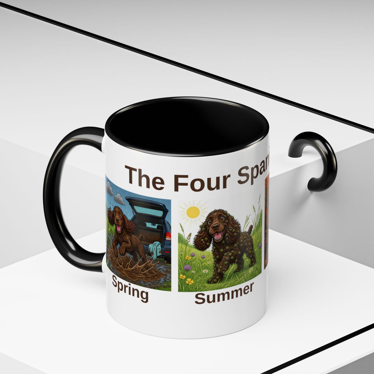Four Spaniel Seasons Mug - Cocker Spaniel - Brown