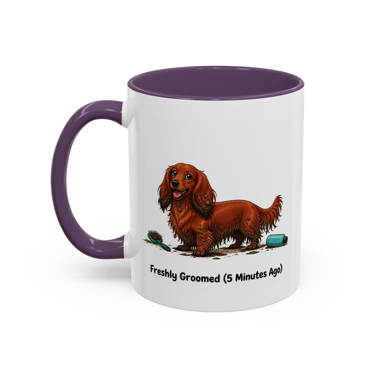 Freshly Groomed Mug - Mini Long Haired Dachshund - Red