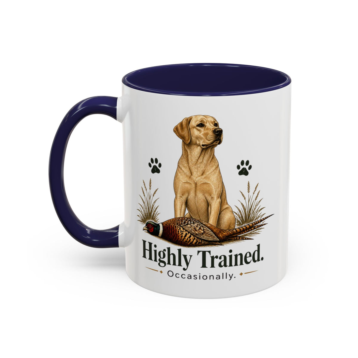 Funny Yellow Labrador Mug - Highly Trained Occasionally, Gundog Owner Gift, Shooting Dog Lover Coffee Mug, 11oz