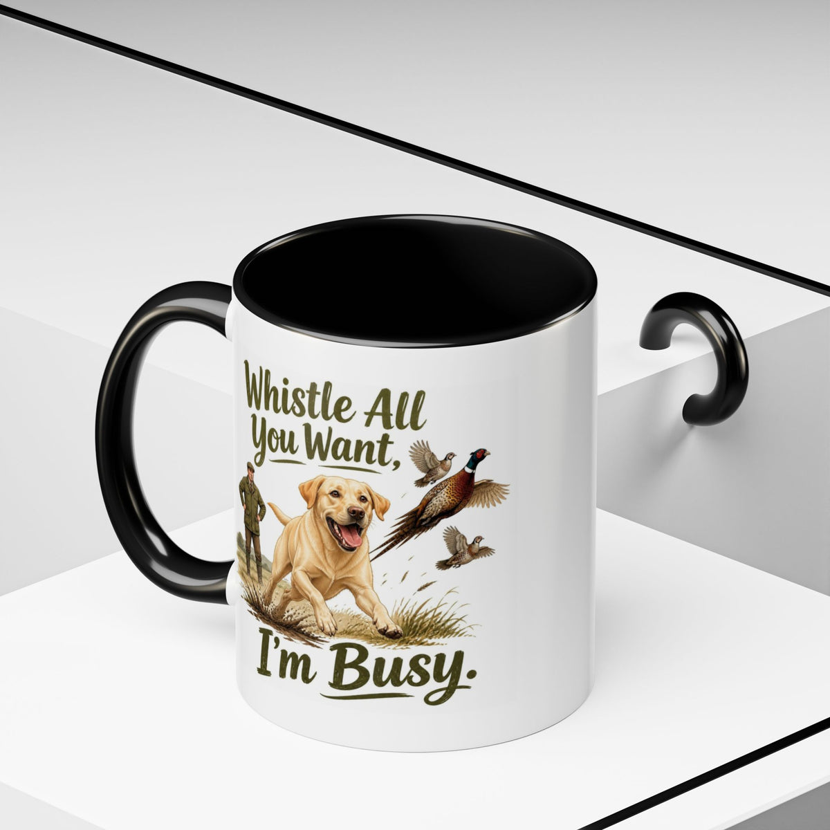 Funny Yellow Labrador Mug - Whistle All You Want I'm Busy, Working Gun Dog Gift, Pheasant Shooting Mug, 11oz