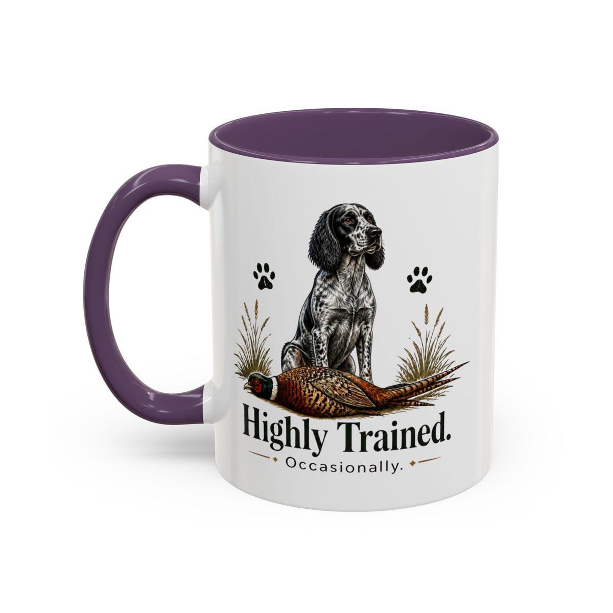 Funny Blue Roan Cocker Spaniel Mug - Highly Trained Occasionally, Gundog Owner Gift, Shooting Dog Lover Coffee Mug, 11oz
