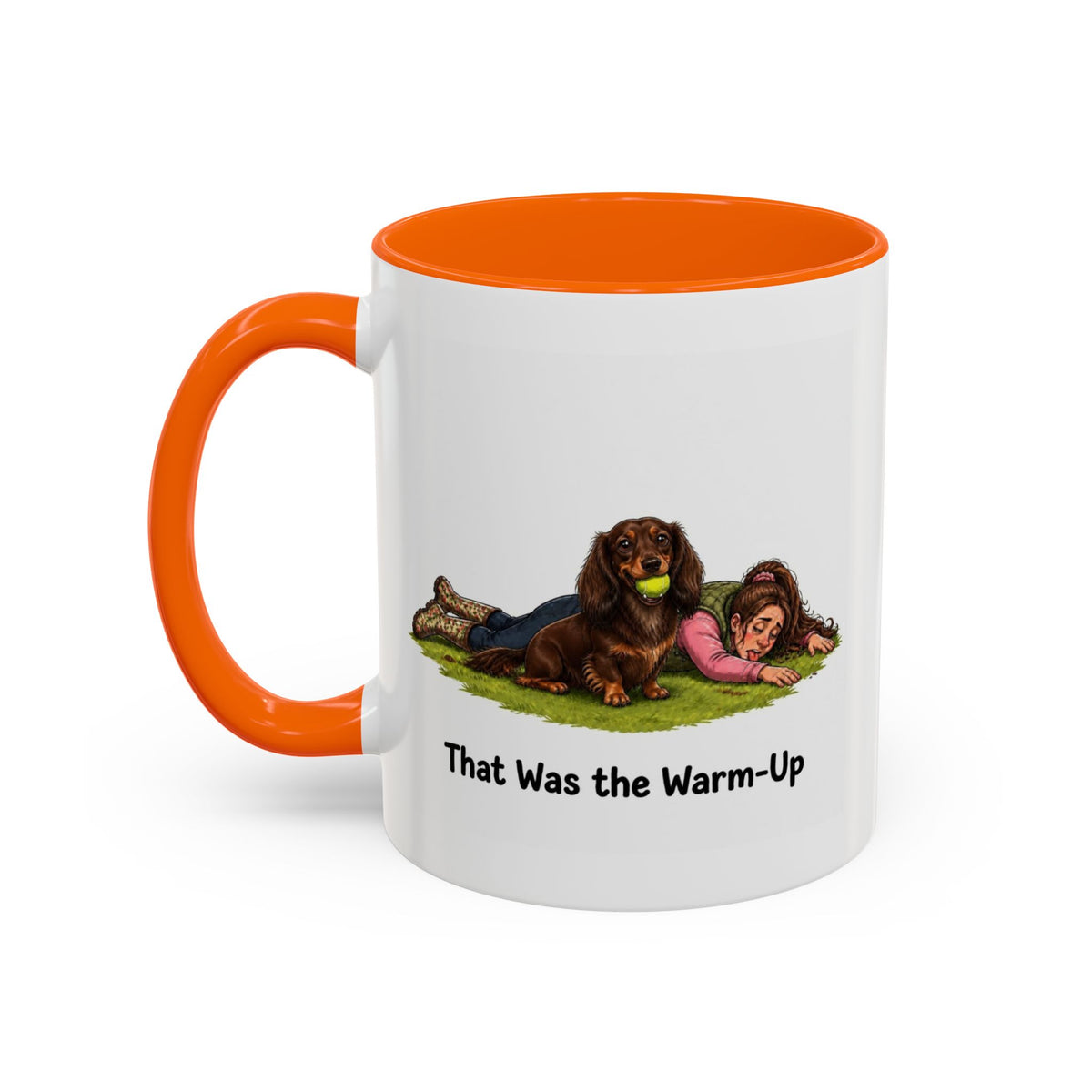 Warm-Up Mug - Mini Long Haired Dachshund - Chocolate & Tan - Woman