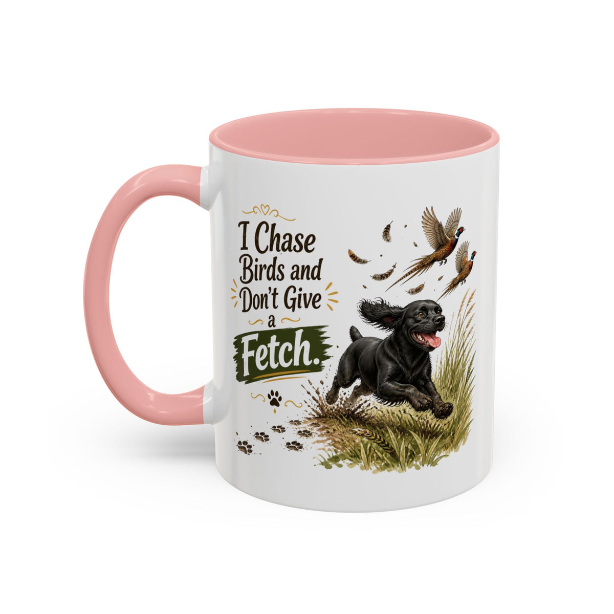 Funny Black Cocker Spaniel Mug - I Chase Birds and Don't Give a Fetch, Working Gun Dog Gift, Pheasant Shooting Mug, 11oz