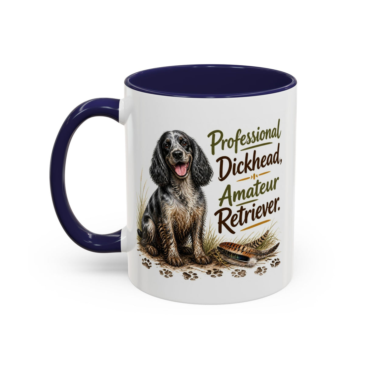 Funny Blue Roan Cocker Spaniel Mug - Professional Dickhead, Amateur Retriever, Working Gun Dog Gift, Pheasant Shooting Mug, 11oz