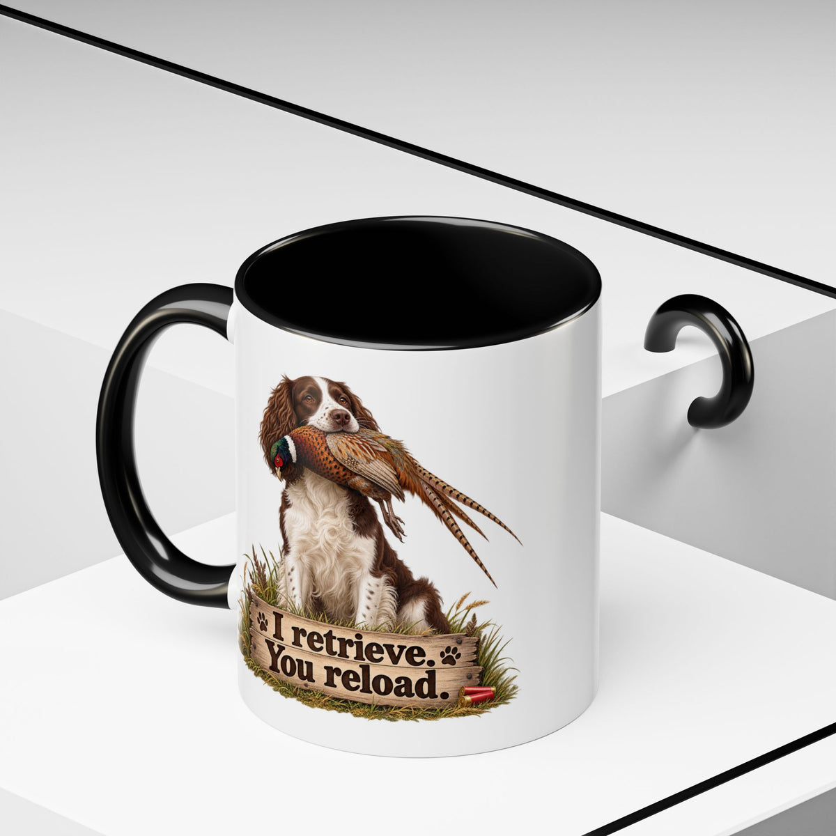 Funny Liver and White Springer Spaniel Mug - I Retrieve You Reload, Gundog Owner Gift, Shooting Dog Lover Coffee Mug, 11oz