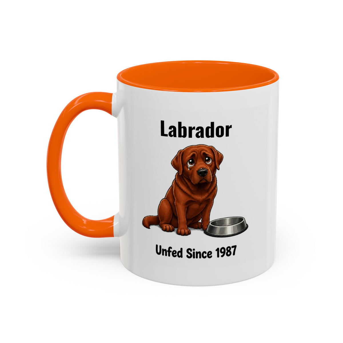 Personalised Fox Red Labrador Mug - Unfed Since 1987 - Custom Dog Name, Funny Greedy Lab Gift, 11oz