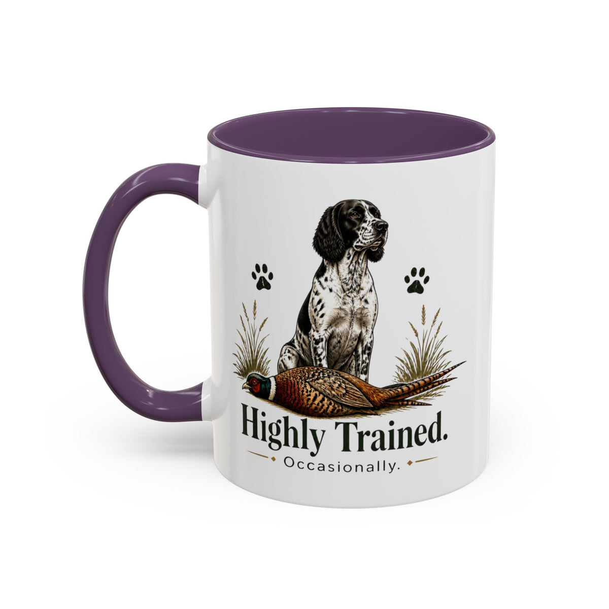 Funny Black and White Springer Spaniel Mug - Highly Trained Occasionally, Gundog Owner Gift, Shooting Dog Lover Coffee Mug, 11oz