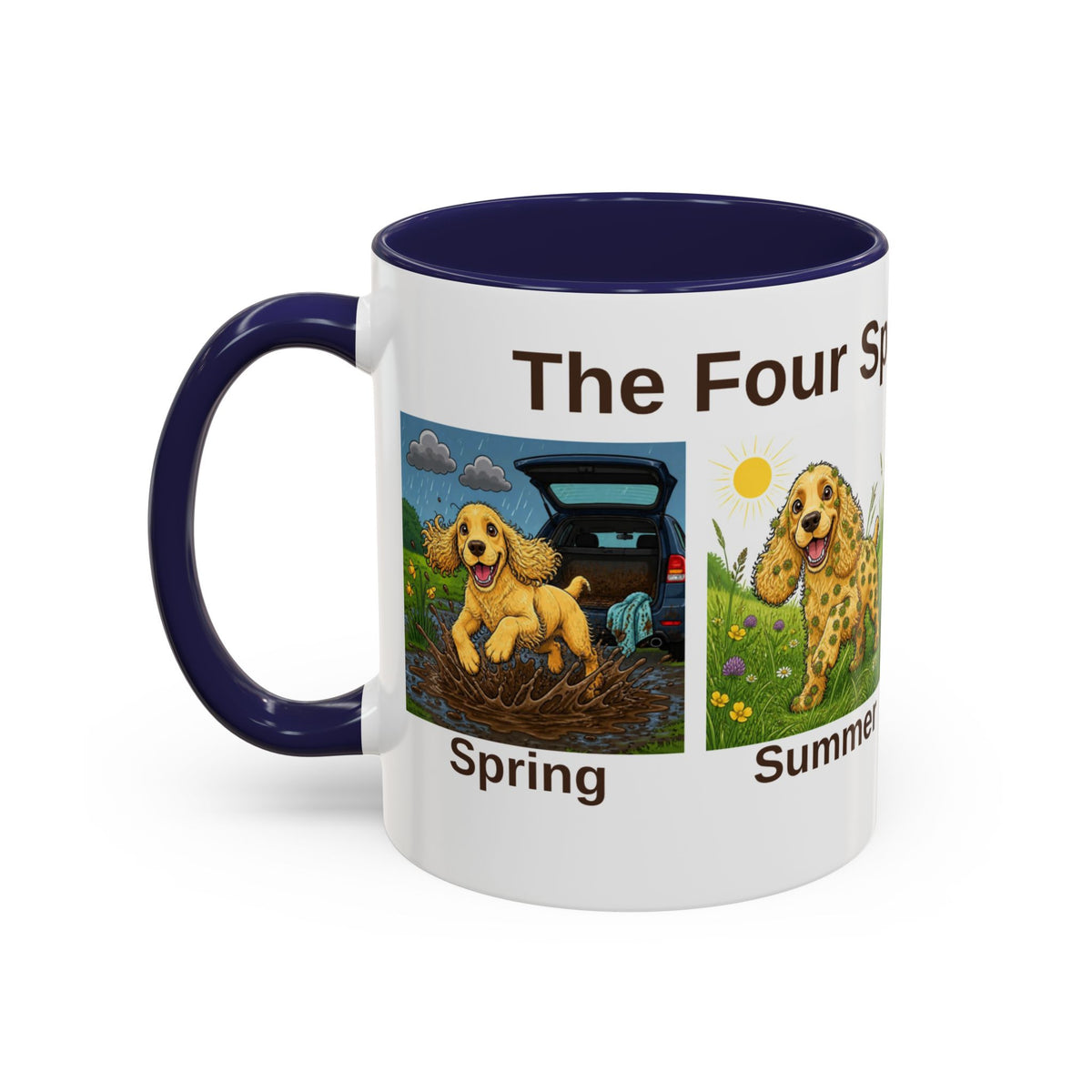 Four Spaniel Seasons Mug - Cocker Spaniel - Yellow (Golden)
