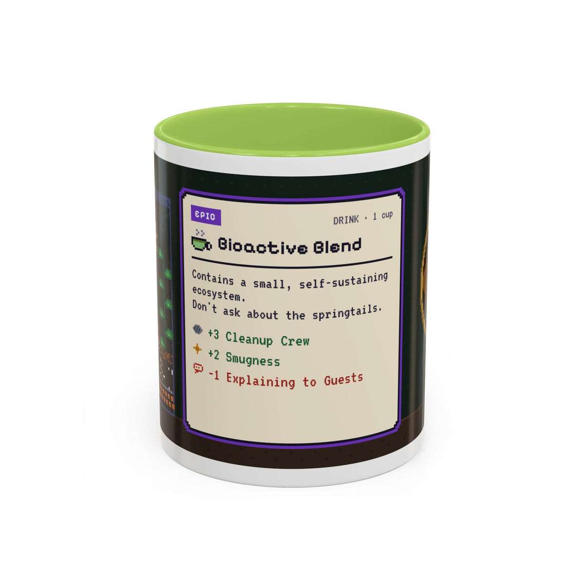 Bioactive Blend pixel art vivarium keeper mug, 11oz ceramic – view 4