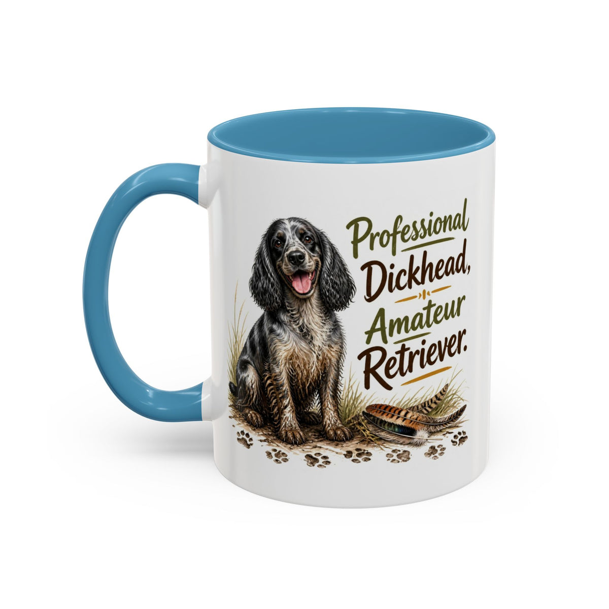 Funny Blue Roan Cocker Spaniel Mug - Professional Dickhead, Amateur Retriever, Working Gun Dog Gift, Pheasant Shooting Mug, 11oz