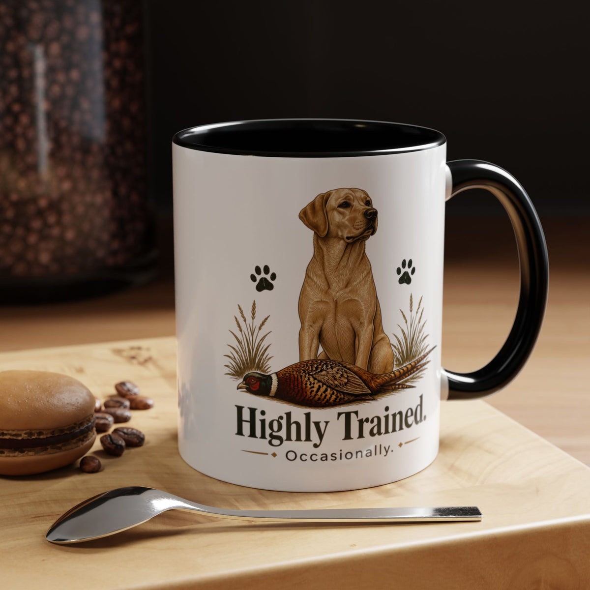 Funny Yellow Labrador Mug - Highly Trained Occasionally, Gundog Owner Gift, Shooting Dog Lover Coffee Mug, 11oz